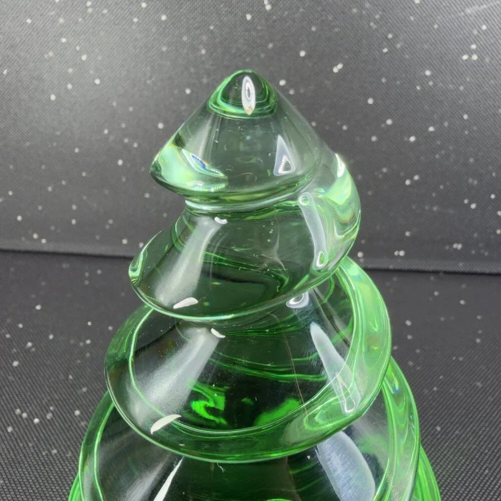 BACCARAT Crystal Green‎ Christmas Tree Figurine Noel Enchanting Eye Fir Signed